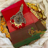 Red Kanchi Cotton Saree- Handloom -VS1822